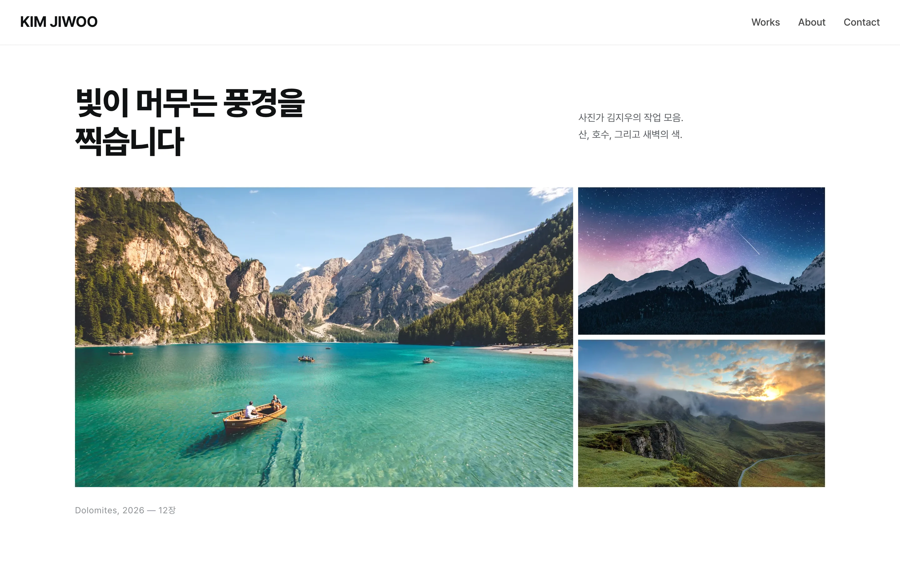 버즐로 만든 포트폴리오 예시 화면